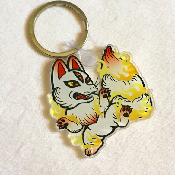 Cute Kitsune Acrylic Keychain - Picture 2 of 9